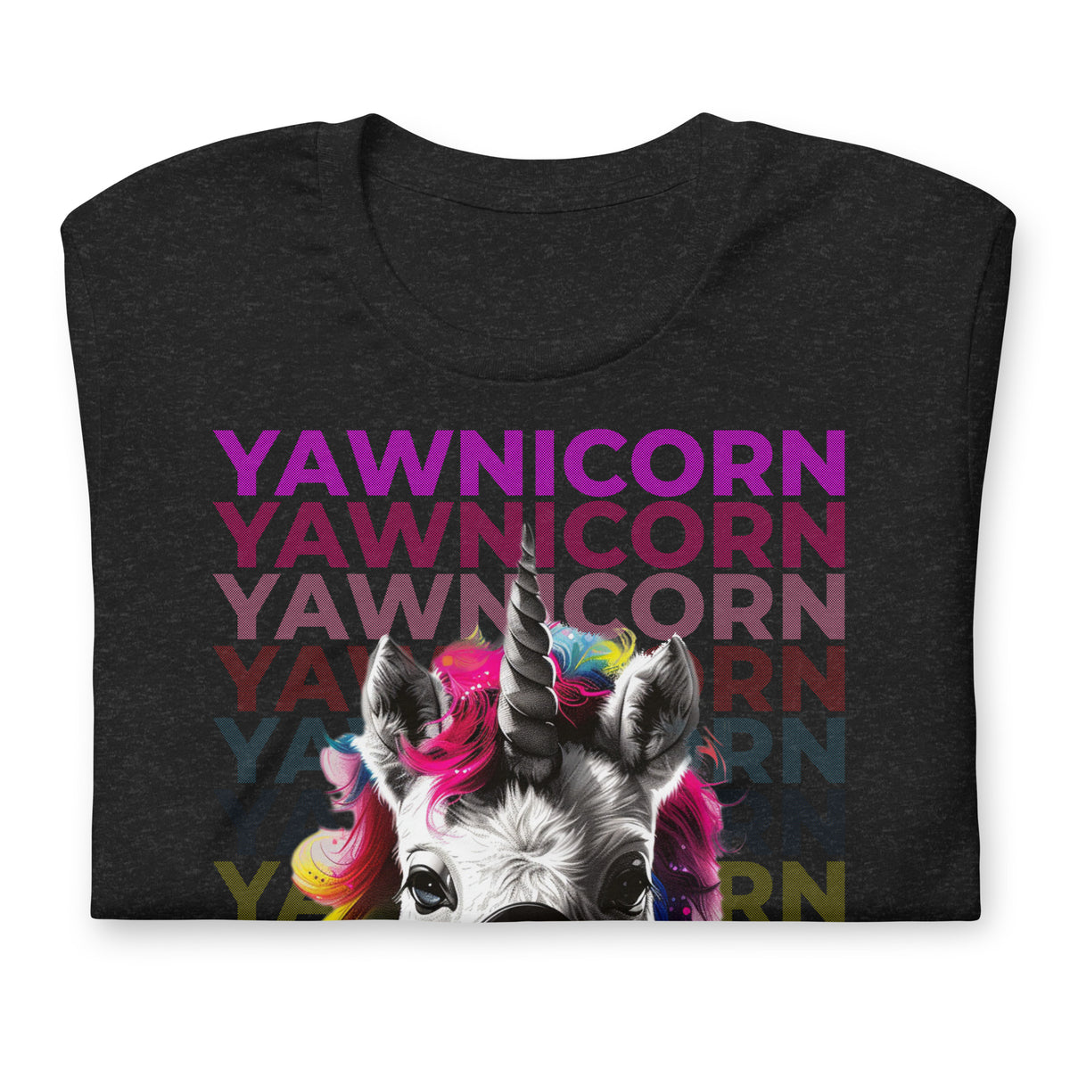 Yawnicorn, CPAP wearing Yawning Unicorn, CPAP, Animals, Sleep Apnea, Graphic Tee Shirt, Black